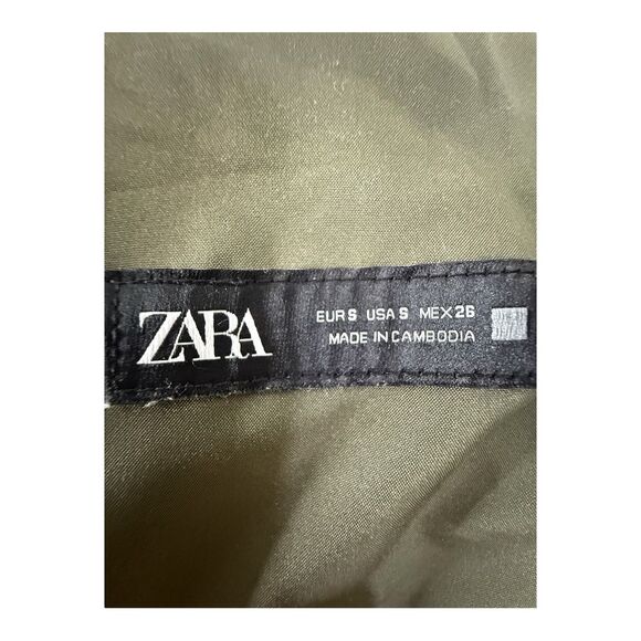 ZARA Olive Green High Waist Relaxed Fit Trousers Women’s Size Small - Picture 8 of 10